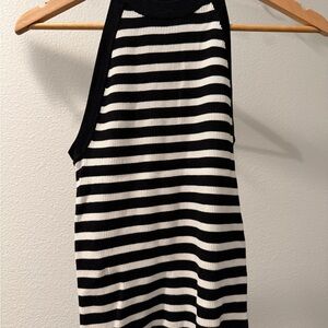 Zara Like New Striped Black and White Sleeveless Top